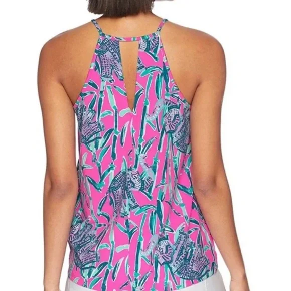Lilly Pulitzer pink elephant print sleeveless top - Picture 2 of 8